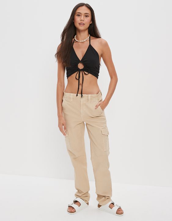 AE Cropped Keyhole Halter Top