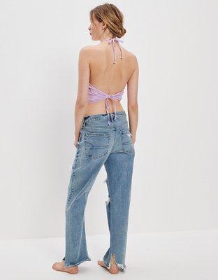 AE Cropped Keyhole Halter Top
