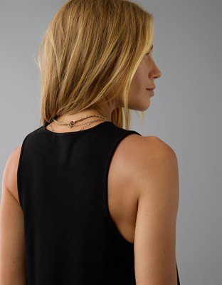 Женские топы American Eagle AE Cropped Waffle Tank — фото 5