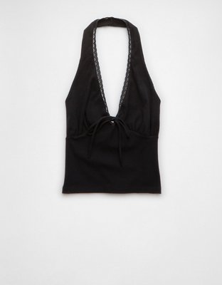 AE Tie Front Halter Crop Top