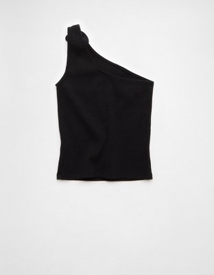 AE One Shoulder Rosette Tank Top | American Eagle