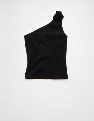 AE One Shoulder Rosette Tank Top | American Eagle