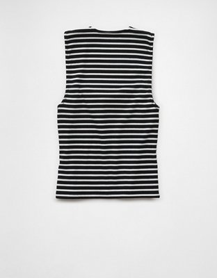 AE Sleeveless Square Neck Striped Top