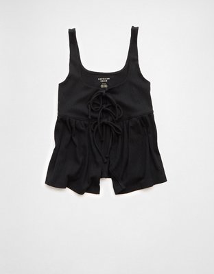 AE Tie Front Flyaway Babydoll Tank Top