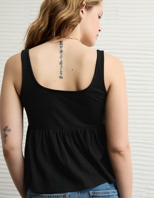 AE Tie Front Flyaway Babydoll Tank Top