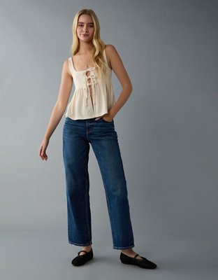 AE Tie Front Flyaway Babydoll Tank Top