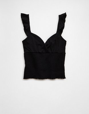 AE Sunchaser Knit Wrap Front Smocked Tank Top