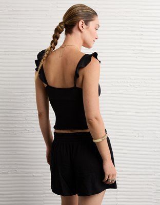 AE Sunchaser Knit Wrap Front Smocked Tank Top