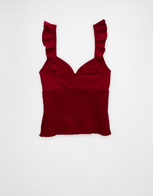 AE Sunchaser Knit Wrap Front Smocked Tank Top