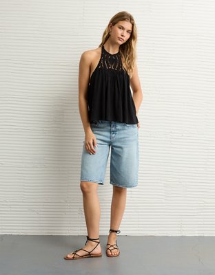 AE Sunchaser Knit Crochet Halter Top
