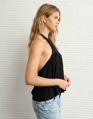 AE Sunchaser Knit Crochet Halter Top