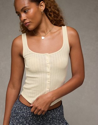 AE Scoop Neck Pointelle Tank Top