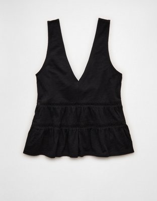 AE Sunchaser Lace Trim Babydoll Tunic Top