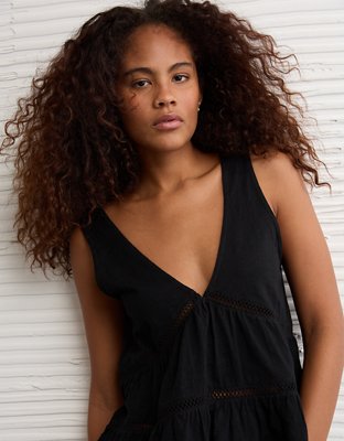 AE Sunchaser Lace Babydoll Plunge Tank Top | American Eagle