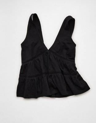 AE Sunchaser Lace Trim Babydoll Tunic Top