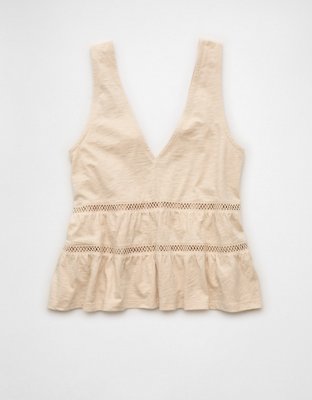 AE Sunchaser Lace Trim Babydoll Tunic Top