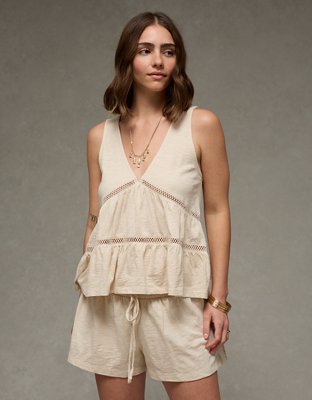 AE Sunchaser Lace Babydoll Plunge Tank Top