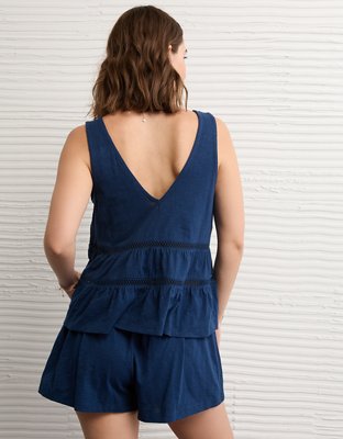 AE Sunchaser Lace Babydoll Plunge Tank Top | American Eagle