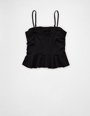 AE Ruched Peplum Tank Top With Removable Straps