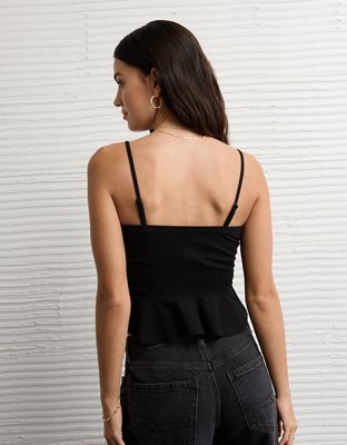 AE Ruched Peplum Tank Top With Removable Straps