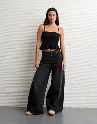 AE Ruched Peplum Tank Top With Removable Straps