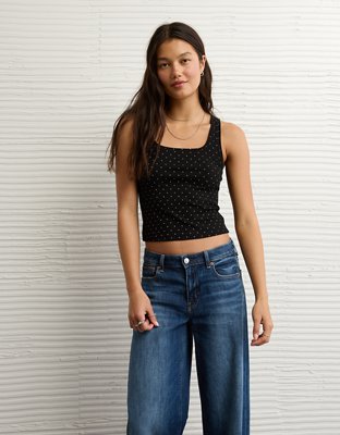 AE Square Neck Polka Dot Tank Top