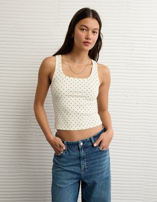 AE Square Neck Polka Dot Tank Top