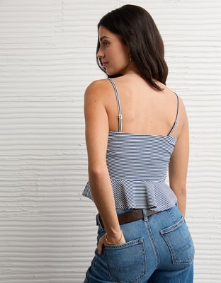 AE Ruched Peplum Tank Top With Removable Straps