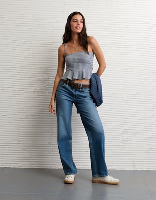 AE Ruched Peplum Tank Top With Removable Straps