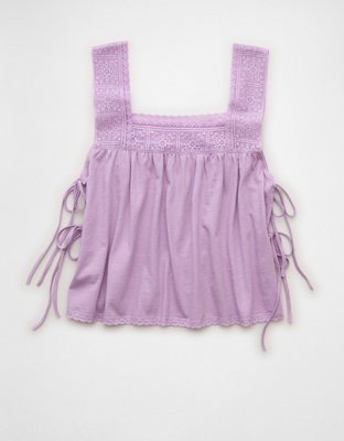 AE Sunchaser Square Neck Lace Tank Top | American Eagle