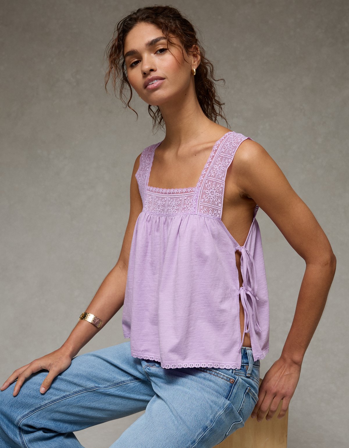 AE Sunchaser Square Neck Lace Tank Top - image 5