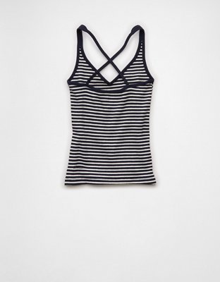 トップス BACK OPEN AMERICAN SLEEVES RIB TANK AnotherChill Women's Ribbed Crop Tank Tops Scoop Neck High Back