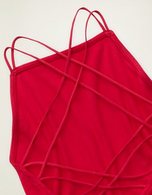 Женский топ American Eagle AE Strappy-Go-Lucky Boatneck Tank Top, цвет: Розовый — фото 6