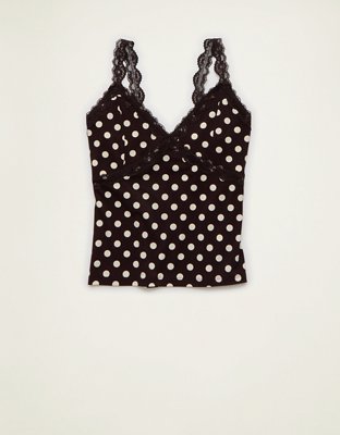 Женский топ American Eagle AE Lace Trim V-Neck, цвет: Коричневый — фото 3
