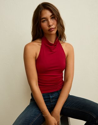 AE Draped High-Neck Halter Top