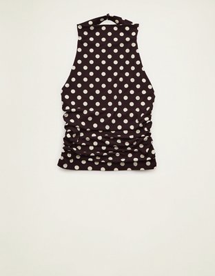 Женский топ American Eagle AE Draped High-Neck Halter, цвет: Коричневый — фото 3
