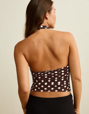 Женский топ American Eagle AE Draped High-Neck Halter, цвет: Коричневый — фото 2