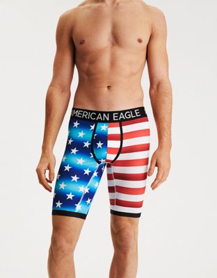 AE Americana 9" Flex Boxer Brief, Blue | American Eagle Outfitters