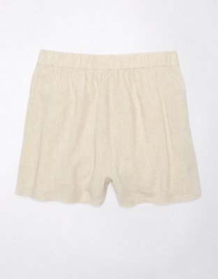 AE Linen-Blend Faux Wrap Skort