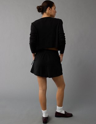 AE Linen-Blend Faux Wrap Skort