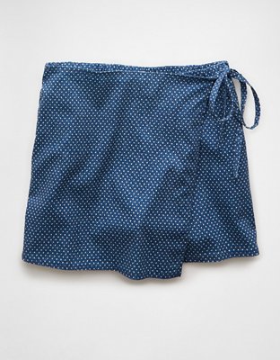 AE x Aerie Match Made Denim Faux Wrap Skort