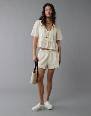 AE High-Waisted Eyelet Ruffle Short