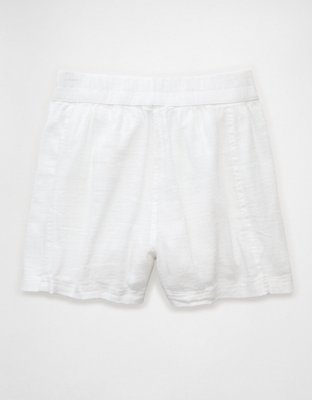 Short doux extensible en mélange de lin à taille haute AE