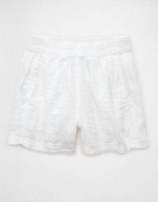 Short doux extensible en mélange de lin à taille haute AE