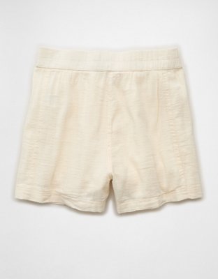 Short doux extensible en mélange de lin à taille haute AE