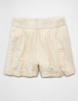 Short doux extensible en mélange de lin à taille haute AE