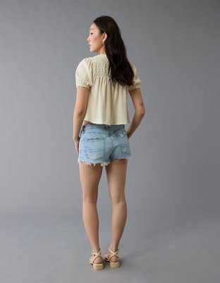 AE Sunchaser Knit Puff Sleeve Smocked T-Shirt