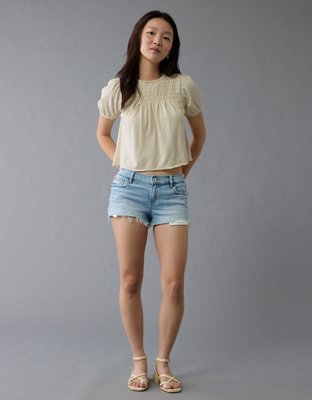 T-shirt à smocks en tricot à manches bouffantes Vive le soleil AE