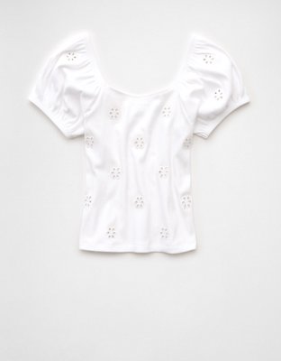 AE Puff Sleeve Embroidered Shirt