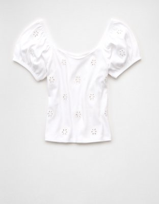 AE Puff Sleeve Embroidered Shirt